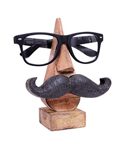 Product Cover Aheli Wooden Nose Moustache Shape Carved Eyeglass Spectacle Sunglasses Holder Display Stand Home Decorative