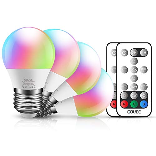 Product Cover Govee Color Changing Light Bulb with Remote, 3W 300lm RGBW LED Light Bulbs Dimmable, Multicolor Decorative Lighting Bulb for Home, Stage, Party, Warm White 2700K, Cool White 6500K (4 Pack)