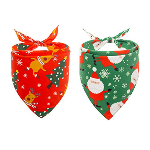 Product Cover BINGPET Christmas Dog Bandanas Santa Pattern Pet Triangle Scarf Bibs Kerchief Accessories for Dogs Cats, 2 Pack
