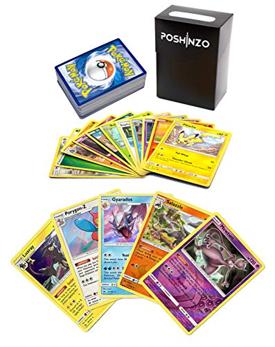 Product Cover 100 Pokemon Cards with 5 Holo Rares Plus Poshinzo Card Box