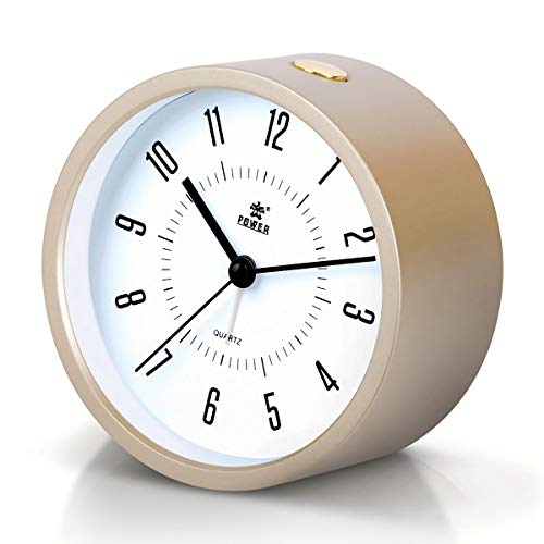 Product Cover Laigoo Analog Alarm Clock for Bedrooms, Non-Ticking Vintage Alarm Clock Desk/Bedside Clock Round Travel Alarm Clock with Snooze & Nightlight Function for Home/Bathroom/Office(Gold)