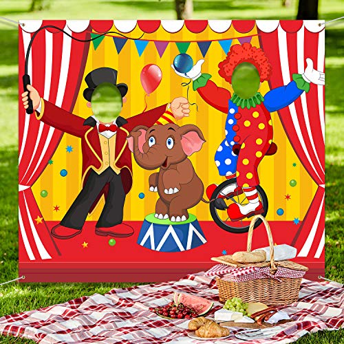 Product Cover Carnival Circus Party Decoration Carnival Photo Door Banner Backdrop Props, Large Fabric Photo Door Banner for Carnival Circus Party Decor Carnival Game Supplies (Acrobatics)