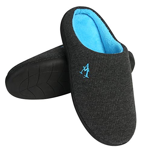 Product Cover Men's Slippers Two-Tone Memory Foam Plush Cotton Non-Slip Home Shoes Indoor Outdoor