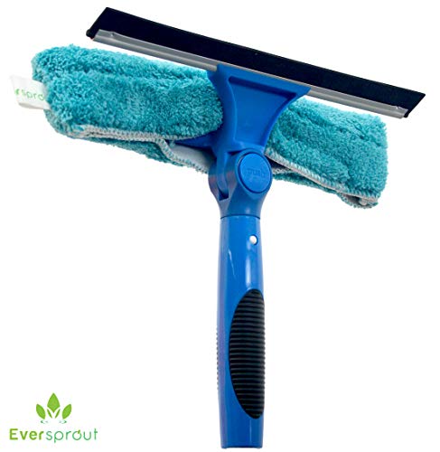 Product Cover EVERSPROUT Swivel Squeegee and Microfiber Window Scrubber Combo | 2-in-1 Window & Glass Cleaning Tool | Adjustable to Clean from Multiple Angles | Includes 10-Inch Squeegee Blade (no Pole)