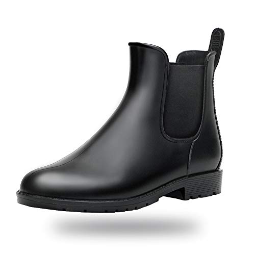 Product Cover babaka Women Rain Boots Waterproof Ankle Garden Shoes Anti-Slip Chelsea Booties Black 9.5 B(M) US