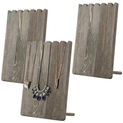 Product Cover MyGift Set of 3 Barnwood Gray Adjustable-Length Necklace Holder, Jewelry Display Stand