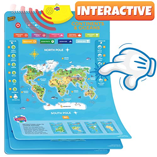 Product Cover Learn & Climb Interactive World Map for Kids - Set of 5 Electronic Talking Posters with Over 1000 Facts