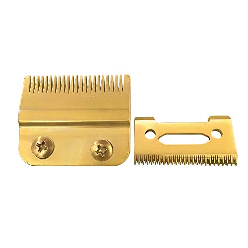 Product Cover Professional 2-Hole Stagger-Tooth Trimmer Clipper Replacement Blads #2161 -Compatible with 5 Star Senior Cordless Wahl Magic Clipr,Gold (Double Gold Blade)