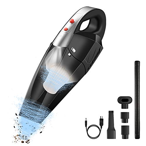 Product Cover Portable Handheld Cordless Vacuum Cleaner Rechargeable Powerful Cyclonic Suction Wet & Dry Cleaner for Car, Home & Kitchen with Illuminating Light & Cleaning Tools