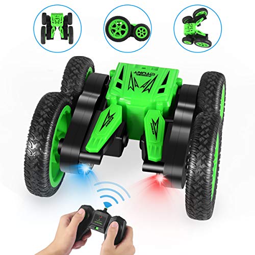 Product Cover RC Cars Remote Control car, 2.4GHz Electric Race Stunt Car,Double Sided 360° Rolling Rotating Rotation, LED Headlights RC 4WD High Speed Off Road for 3 4 5 6 7 8-12 Year Old Boy Toys