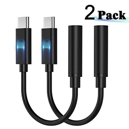 Product Cover USB C to Headphone Adapter, USB to 3.5mm Headphone Jack Adapter Compatible with Pixel 3/2/3XL/2XL/Samsung Galaxy Note 10/iPad Pro 2018/HTC U11/One Plus 6T/Huawei and More [2 Pack]