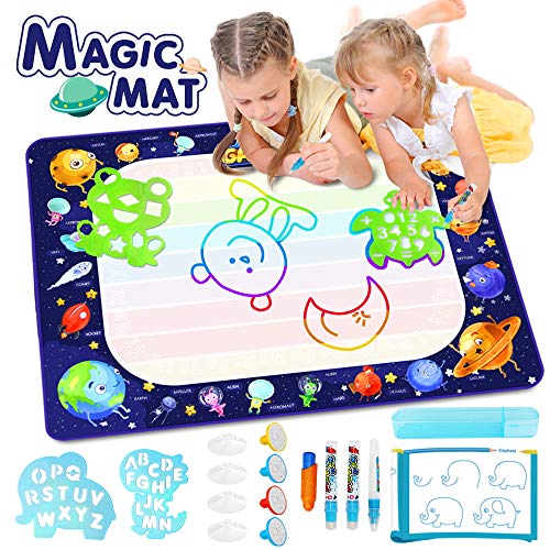 Product Cover Betheaces Large Water Doodle Mat - Magic Drawing Mat Kids Toys Doodle Painting Writing Board with Magic Pens Educational Toys Gifts for Toddlers Boys Girls Age of 2 3 4 5 6 7 8 Year Old 40