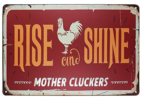 Product Cover TISOSO Rise and Shine Mother Cluckers White Chicken Retro Vintage Metal Tin Signs Farm Decorative Country Home Decor Signs Gift 8