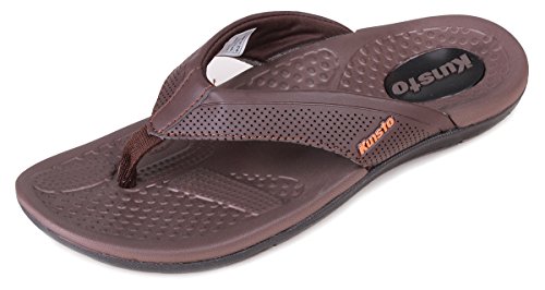 Product Cover Kunsto Men's Leather Flip Flops Sandals with Arch-Support