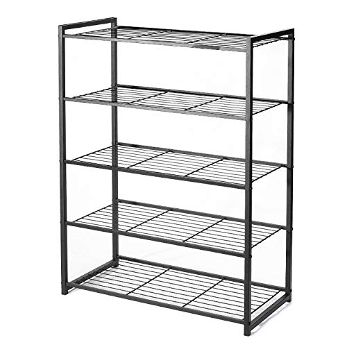 Product Cover HOUSE DAY 5 Tier Shoe Rack Organizer Entryway Shoe Storage, Black Shoe Rack with Premium Metal, Space-Saving Design, Easy to Assemble, 25 Inch Perfect Size, Sturdy & Elegant for Shoes Organizing