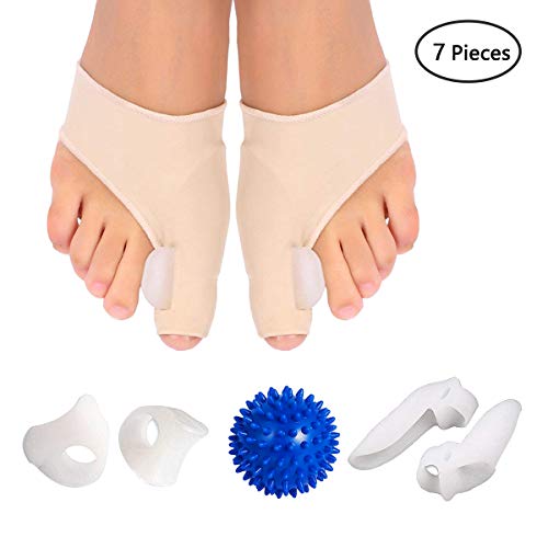 Product Cover Bunion Corrector and Bunion Care Kit for Tailors Bunion, Hallux Valgus, Big Toe Joint, Hammer Toe, Toe Separators Spacers Straighteners Splint with Foot Massage Ball