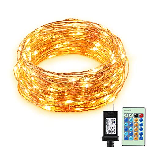 Product Cover Gladle 33ft 100 LEDs Fairy Lights with Remote Plug in, Twinkling Dimmable Copper String Lights for Christmas Tree, Bedroom, Dorm, Indoor & Outdoor, Decorative Firefly Lights, Warm White