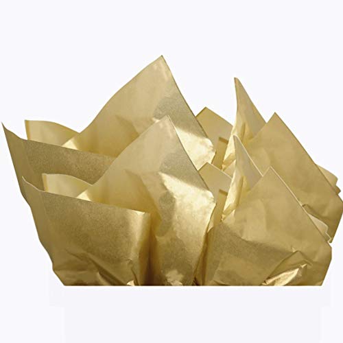 Product Cover UNIQOOO 40 Sheets Premium Metallic Gold Tissue Gift Wrap Paper Bulk - Perfect Gold Tissue Paper for Gift Bags, Wedding, Party and DIY Crafts - Recyclable Gift Wrapping Accessory - 20