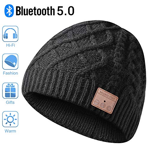 Product Cover EastPin Bluetooth Beanie, Gifts for Men, Gifts for Women, Bluetooth Hat with Built-in Wireless Headphones, Gifts for Birthday, Christmas, Thanksgiving Day (Black)