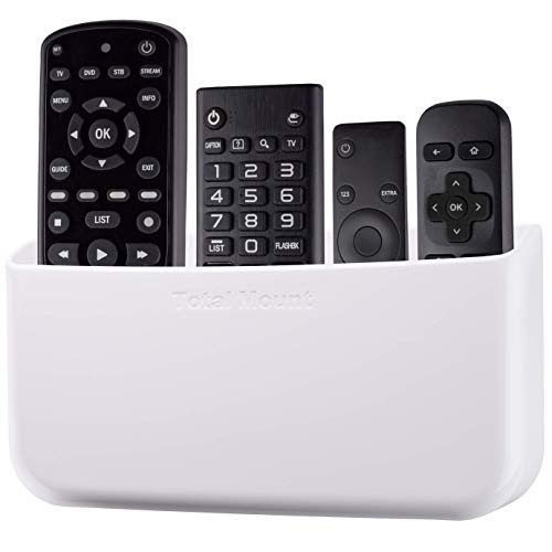 Product Cover TotalMount Hole-Free Remote Holder - Eliminates Need to Drill Holes in Your Wall (for 3 or 4 Remotes - White - Quantity 1)