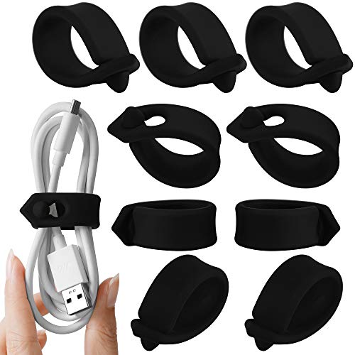 Product Cover ELFRhino Reusable Cord Organizer Cable Straps Keeper Holder Cable Ties Wire Ties for Phone Charging Cord Electronics Electrical Computer PC Wire Wrap Manager Management(Set of 9)