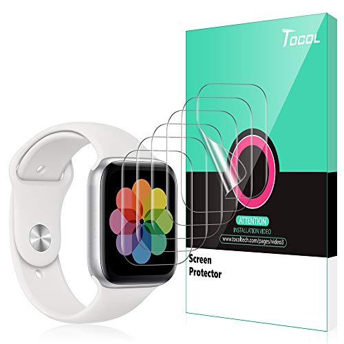 Product Cover TOCOL [6 Pack] for Apple Watch Screen Protector (44mm Series 5 4,42mm Series 3 2 1) Anti-Scratch Max Coverage [Touch Sensitive] HD Clarity iWatch Flexible TPU Film