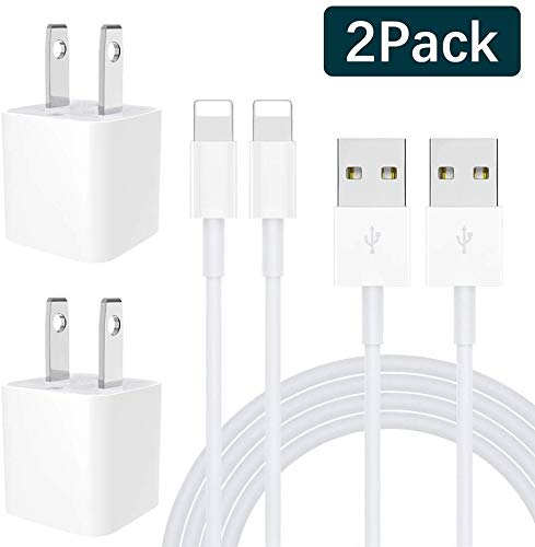 Product Cover 2 Pack iPhone Charger, MFi Certified Charging Cable and USB Wall Adapter Plug Block Compatible with iPhone X/8/8 Plus/7/7 Plus/6/6S/6 Plus/5S/SE/Mini/Air/Max/Cases-White