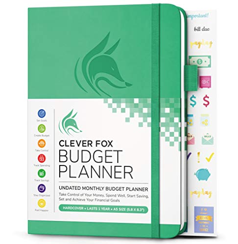 Product Cover Clever Fox Budget Planner - Expense Tracker Notebook. Monthly Budgeting Journal, Finance Planner & Accounts Book to Take Control of Your Money. Undated - Start Anytime. A5 Size Emerald Hardcover