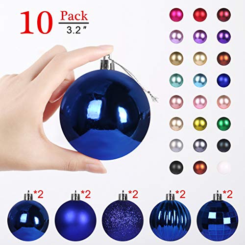 Product Cover GameXcel Christmas Balls Ornaments for Xmas Tree - Shatterproof Christmas Tree Decorations Large Hanging Ball Blue3.2 x 10 Pack