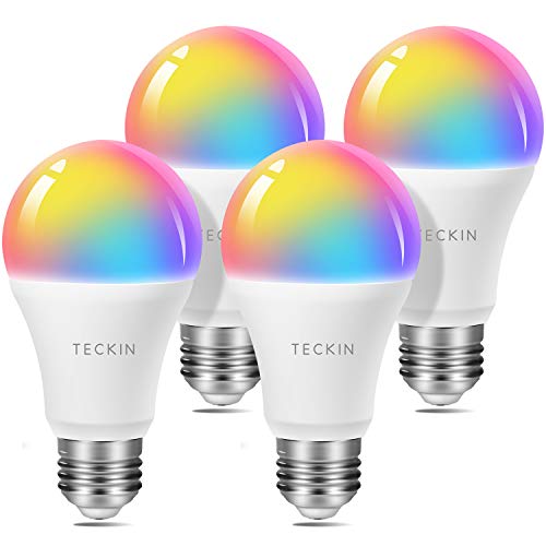 Product Cover Smart Light Bulb with Soft White Light 2800k-6200k + RGBW, TECKIN A19 WiFi Multicolor LED Bulb Compatible with Phone, Google Home, 8w (60w Equivalent),4 Pack