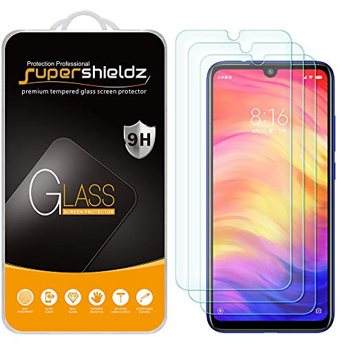 Product Cover (3 Pack) Supershieldz for Xiaomi Redmi Note 7 Tempered Glass Screen Protector, Anti Scratch, Bubble Free