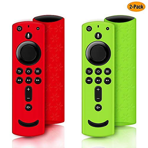 Product Cover 2 Pack Remote Cover for Fire TV Stick 4K, Silicone Remote case for Fire TV Cube/Fire TV(3rd Gen) Compatible with All-New 2nd Gen Alexa Voice Remote Control, Anti-Slip Shockproof (Green and Red)