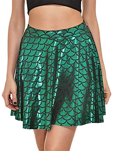 Product Cover Alaroo Womens Stretchy Fish Scale Mermaid Print Flared Skirt S-4XL