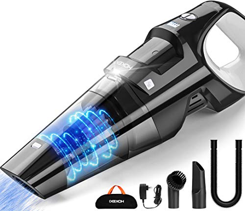 Product Cover Handheld Vacuum, HOKEKI 6KPA Cordless Hand Vacuum Cleaner Rechargeable Hand Vac, LED Light 120W Stronger Cyclonic Suction Lightweight Wet/Dry Vacuum for Home Pet Hair Car Cleaning