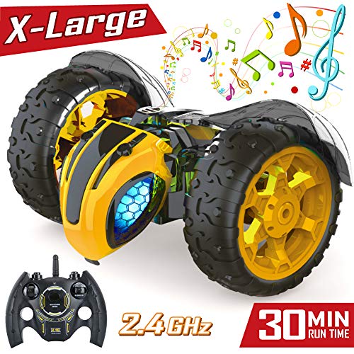 Product Cover Jasonwell RC Car for Kids Remote Control Cars for Boys 2.4Ghz 1:8 Rechargable Off Road Race Car Bumble Lightning Bee Rock Crawler Music Electric RC Cars Toys Gifts Boys Girls 5 6 7 8 9 10 12 years old