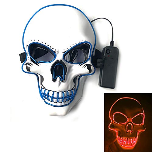 Product Cover LED Light Up Mask,Halloween Cosplay Scary Death Skull Mask for Festival Parties Costume(Red)