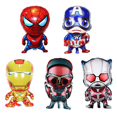 Product Cover 5-pack Superhero Birthday Party Mylar Foil Balloon Avengers Super Hero Birthday Party Supplies Party Decorations