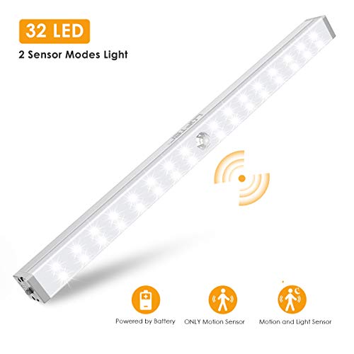 Product Cover Closet Lights Battery Operated, LOFTer 32-LED Wireless Wardrobe Light with 2 Sensor Modes, Portable Motion Sensor LED Lights for Closet, Under Cabinet, Cupboard, Hallway, Kitchen Stick Night Lighting
