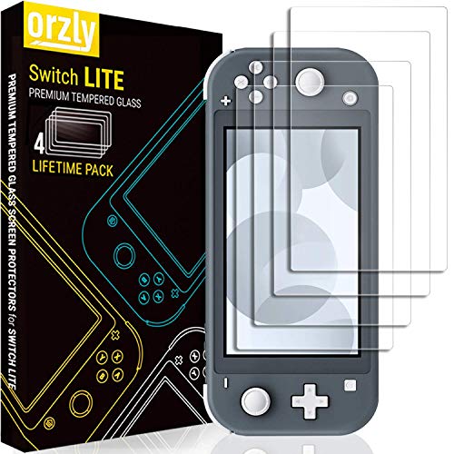 Product Cover Orzly Screen Protector for Nintendo Switch Lite 2019 Model [4 Pack] Tempered Glass Screen Protectors. No Bubbles Easy Installation Anti Scratch Edition
