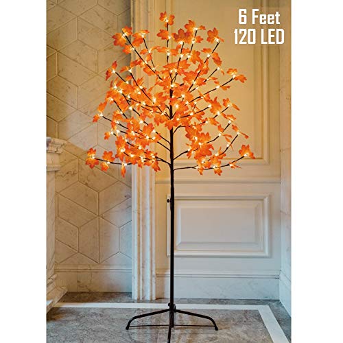 Product Cover Twinkle Star Lighted Maple Tree, 6 Feet 120 LED Artificial Tree with Lights for Thanksgiving Harvest Fall Festival Home Party Decoration