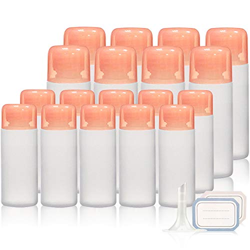 Product Cover Travel Size Container 18 Pcs Travel Bottles 1 oz & 2 oz Leakproof Plastic Squeezable Travel Tubes Screw Top TSA Approved Refillable Cosmetic Toiletry Containers For Liquids Lotion Shampoo With Labels