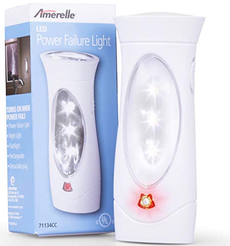 Product Cover Amerelle Emergency Lights For Home by Amertac, 5 Pack - Emergency Preparedness Power Failure Light and Flashlight, Automatically Lights When the Power Fails - Portable, Rechargeable - 71134CC