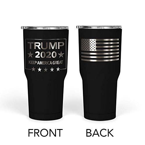 Product Cover We The People - Trump 2020 Keep America Great Mug - Stainless Steel Travel Mug with American Flag - 30 oz Insulated Tumbler - Trump Gifts for Men - Trump Merchandise (Black)