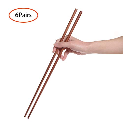 Product Cover Donxote Cooking Chopsticks, Extra Long Wooden Kitchen Frying Chopstick 16.5 Inches - Brown(6-Pairs)