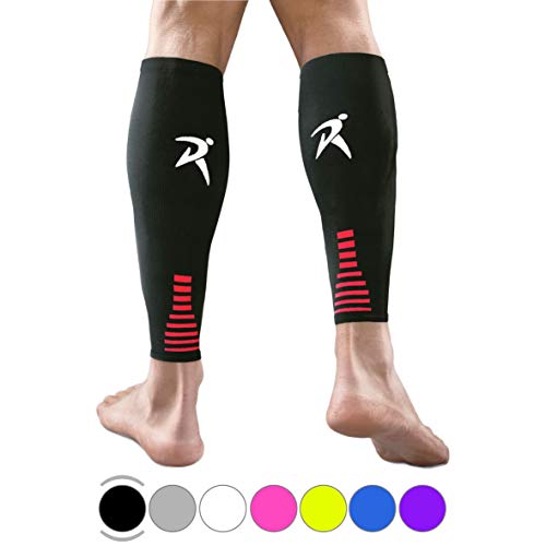 Product Cover Rymora Calf Compression Sleeves Men Women Shin Splints Running (Pair Black) (L)