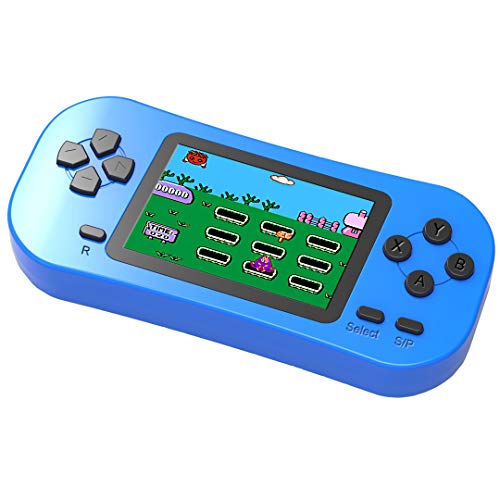 Product Cover Douddy Kids Retro Handheld Game Console Built in 218 Old School Video Games 2.5'' Display USB Rechargeable 3.5 MM Headphone Jack Arcade Entertain System Children Birthday (Blue)