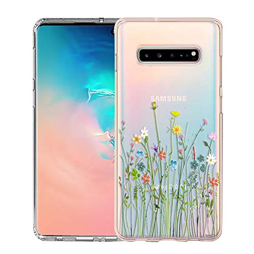 Product Cover Unov Galaxy S10 5G Case Clear with Design Soft TPU Shock Absorption Embossed Floral Pattern Slim Protective Back Cover for Galaxy S10 5G Version 6.7inch (Flower Bouquet)