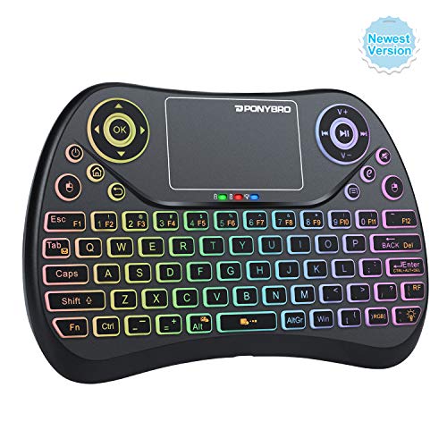 Product Cover (Newest Version) PONYBRO Mini Wireless Keyboard with Touchpad Mouse,Backlit Handheld Keyboard, Android Keyboard Wireless Remote Keyboard for Android TV Box,Smart TV,Raspberry Pi,PC,Notebooks.(MK1)