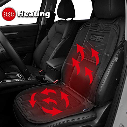Product Cover Big Ant Heated Seat Cushion, 12V Car Heat Seat Cushions Cover Pad Winter Warmer Nonslip Heated Seat Cover - Universal Fit for Auto Supplies Home Office Chair(Black)