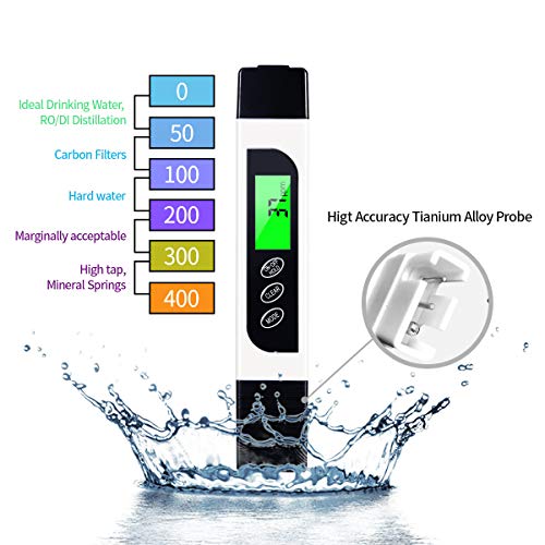Product Cover TDS Meter Water Tester,Professional TDS, EC and Temperature Meter (3 in 1) with Carrying Case. Ideal Water Quality Meter for Drinking Water, Aquariums and More.